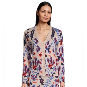 Rhode Cassie Rayon Blend Jacquard V-Neck Cardigan Size XL